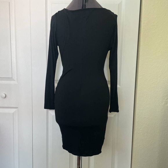 Zara Collection Black Ruched Waist Long Sleeve Mini Dress • Minimalist • Sz M 🗣 - Picture 3 of 3